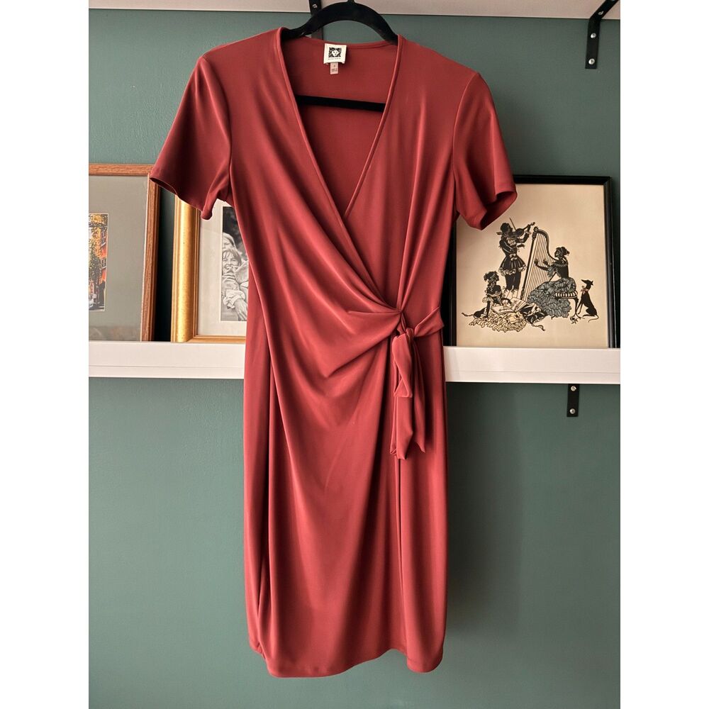 Anne Klein Short Sleeved Wrap Style Dress in Rust